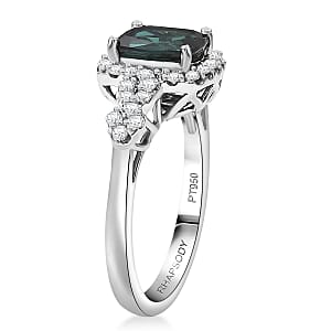 Certified Rhapsody AAAA Monte Belo Indicolite, Diamond Ring in 950 Platinum 2.01 ctw (Size 8.0)