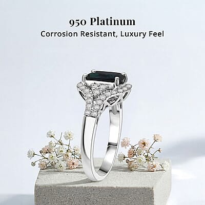 Certified & Appraised Rhapsody AAAA Monte Belo Indicolite and E-F VS Diamond 2.33 ctw Ring in 950 Platinum (Size 12.0) 6.50 Grams