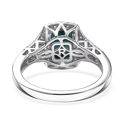 Certified & Appraised Rhapsody AAAA Monte Belo Indicolite and E-F VS Diamond 2.33 ctw Ring in 950 Platinum (Size 5.0) 6.50 Grams