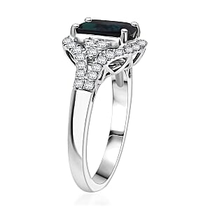 Doorbuster Certified & Appraised Rhapsody AAAA Monte Belo Indicolite and E-F VS Diamond 2.33 ctw Ring in 950 Platinum (Size 6.0) 6.50 Grams