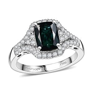 Doorbuster Certified & Appraised Rhapsody AAAA Monte Belo Indicolite and E-F VS Diamond 2.33 ctw Ring in 950 Platinum (Size 7.0) 6.50 Grams