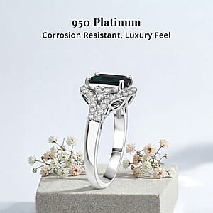  Certified & Appraised Rhapsody AAAA Monte Belo Indicolite and E-F VS Diamond 2.33 ctw Ring in 950 Platinum (Size 7.5) 6.50 Grams