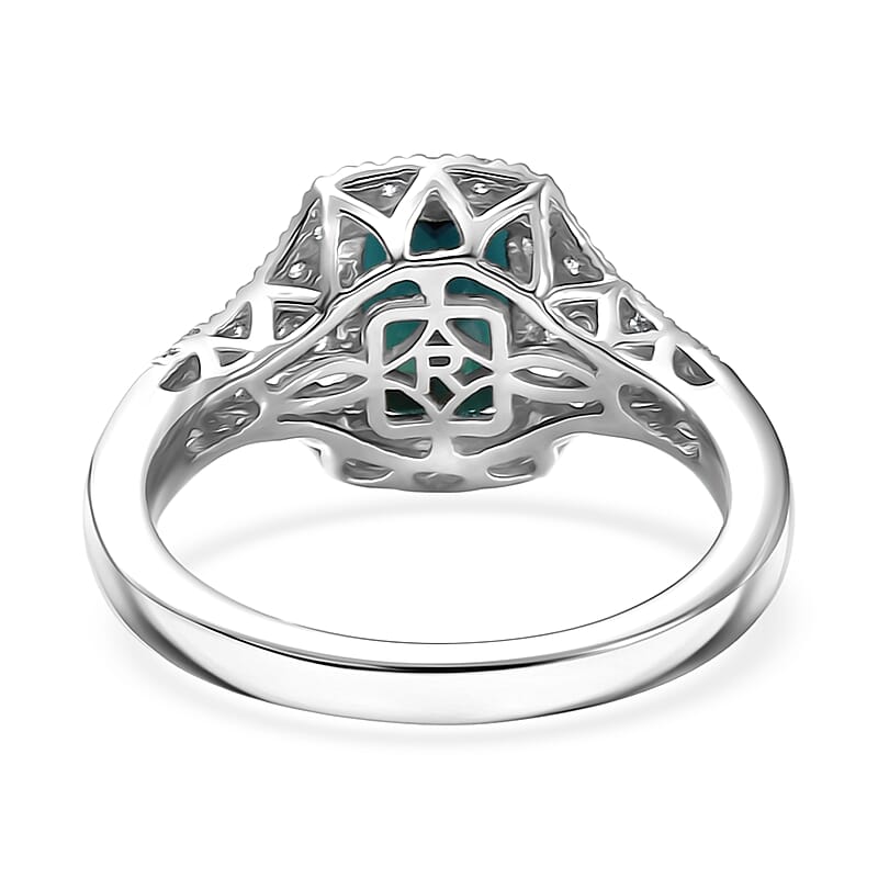 Certified & Appraised Rhapsody AAAA Monte Belo Indicolite and E-F VS Diamond 2.33 ctw Ring in 950 Platinum (Size 8.0) 6.50 Grams