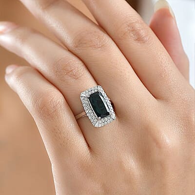 Certified & Appraised Rhapsody AAAA Monte Belo Indicolite and E-F VS Diamond 3.24 ctw Ring in 950 Platinum (Size 10.0) 7.25 Grams