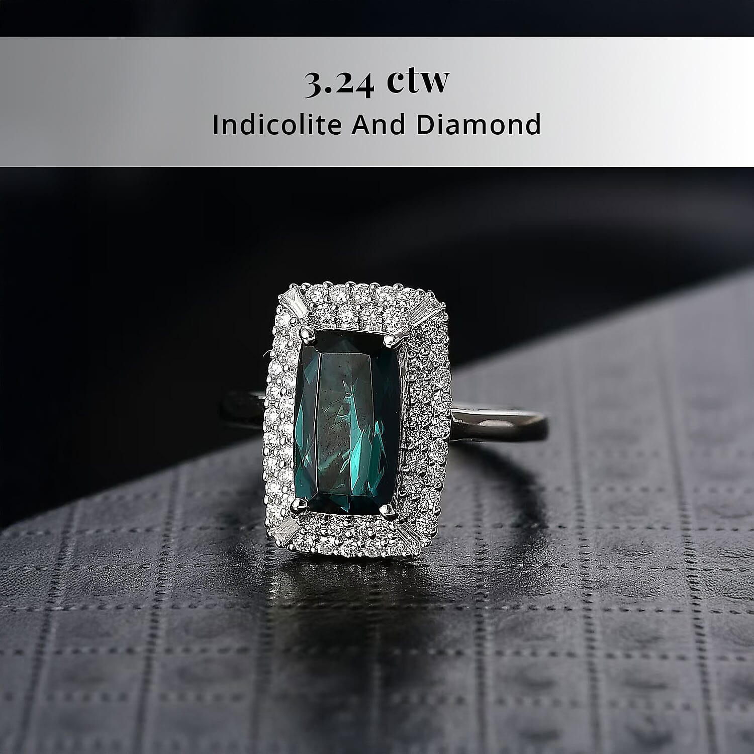 Certified & Appraised Rhapsody AAAA Monte Belo Indicolite and E-F VS Diamond 3.24 ctw Ring in 950 Platinum (Size 10.0) 7.25 Grams