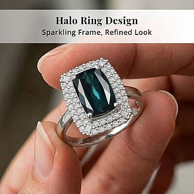 Certified & Appraised Rhapsody AAAA Monte Belo Indicolite and E-F VS Diamond 3.24 ctw Ring in 950 Platinum (Size 10.0) 7.25 Grams