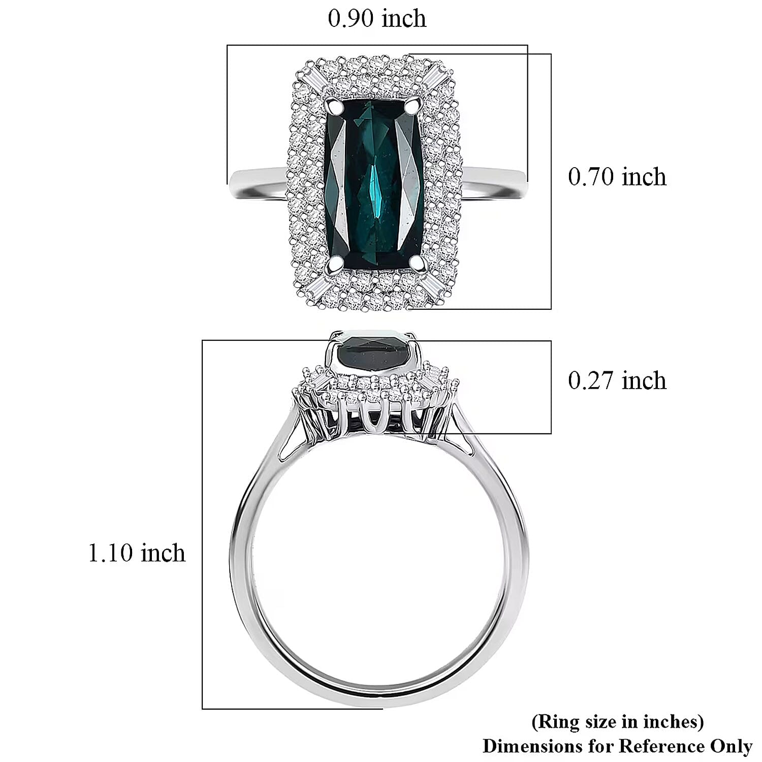 Certified & Appraised Rhapsody AAAA Monte Belo Indicolite and E-F VS Diamond 3.24 ctw Ring in 950 Platinum (Size 10.0) 7.25 Grams