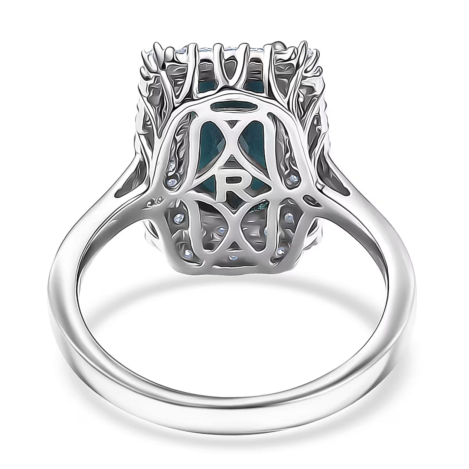 Certified & Appraised Rhapsody AAAA Monte Belo Indicolite and E-F VS Diamond 3.24 ctw Ring in 950 Platinum (Size 10.0) 7.25 Grams
