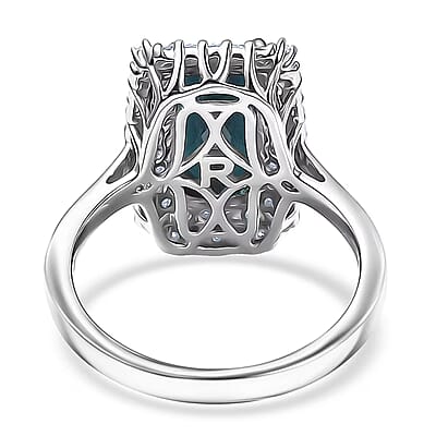 Certified & Appraised Rhapsody AAAA Monte Belo Indicolite and E-F VS Diamond 3.24 ctw Ring in 950 Platinum (Size 10.0) 7.25 Grams