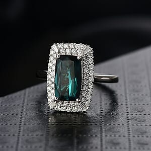 Certified & Appraised Rhapsody AAAA Monte Belo Indicolite and E-F VS Diamond 3.24 ctw Ring in 950 Platinum (Size 7.0) 7.25 Grams