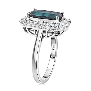 Certified & Appraised Rhapsody AAAA Monte Belo Indicolite and E-F VS Diamond 3.24 ctw Ring in 950 Platinum (Size 7.0) 7.25 Grams