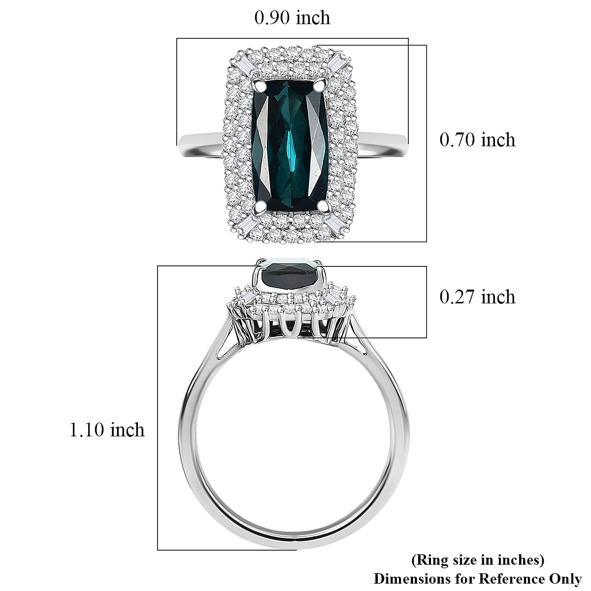 Certified & Appraised Rhapsody AAAA Monte Belo Indicolite and E-F VS Diamond 3.24 ctw Ring in 950 Platinum (Size 7.0) 7.25 Grams image number 5