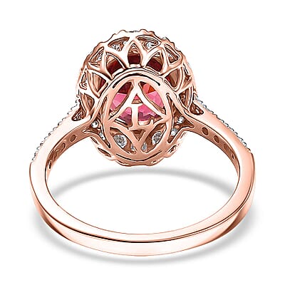 Certified and Appraised AAA Tanzanian Raspberry Garnet, Diamond Ring in 10K Rose Gold 4.03 ctw (Size 12.0)