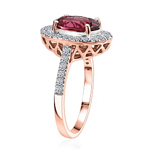 Certified & Appraised AAA Tanzanian Raspberry Garnet and Luxuriant Diamond G-H SI 4.03 ctw Ring in 10K Rose Gold (Size 6.0)