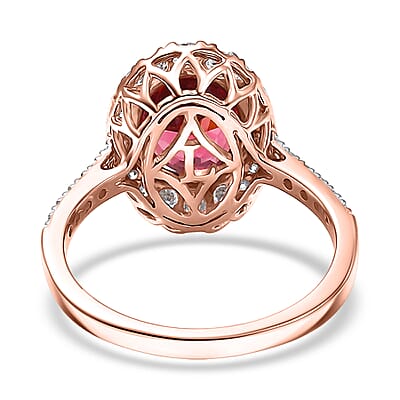 Certified and Appraised AAA Tanzanian Mahenge Garnet and Luxuriant Diamond G-H SI 4.03 ctw Ring in 10K Rose Gold (Size 7.0)