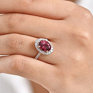Certified & Appraised AAA Tanzanian Raspberry Garnet, Diamond Ring in 10K Rose Gold 4.03 ctw (Size 9.0)