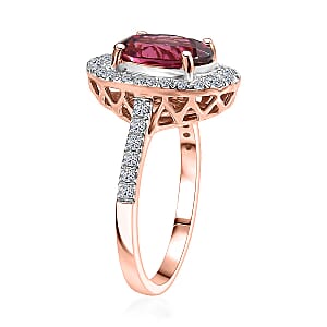 Certified AAA Tanzanian Raspberry Garnet, Diamond Ring in 10K Rose Gold 4.03 ctw (Size 9.5)