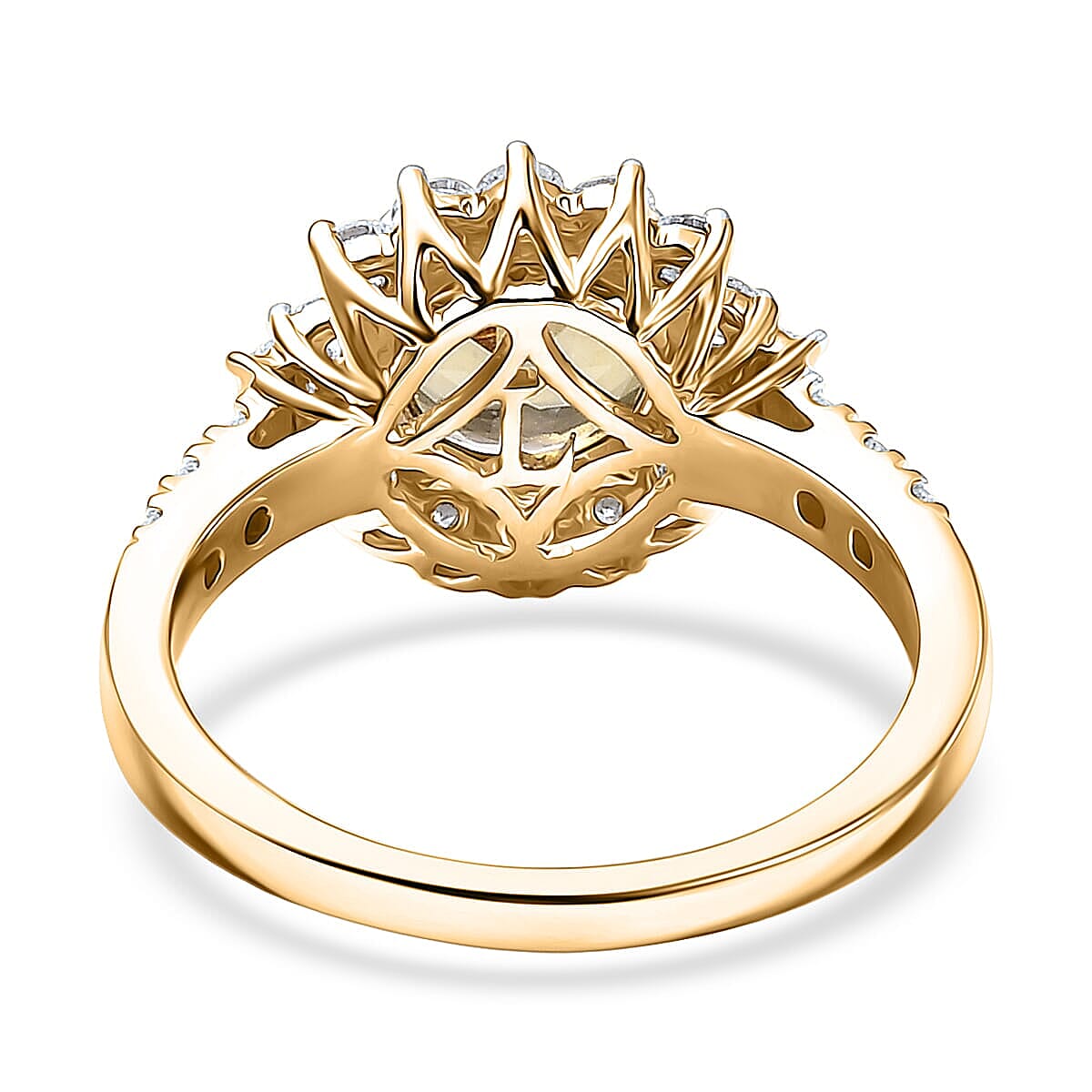 10K Yellow Gold AAA Natural Golden Tanzanite, Luxuriant Lab Grown Diamond (G-H, SI) (0.74 cts) Ring (Size 6.0) 3.00 ctw image number 4