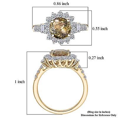 10K Yellow Gold AAA Natural Golden Tanzanite, Luxuriant Lab Grown Diamond (G-H, SI) (0.74 cts) Ring (Size 6.0) 3.00 ctw