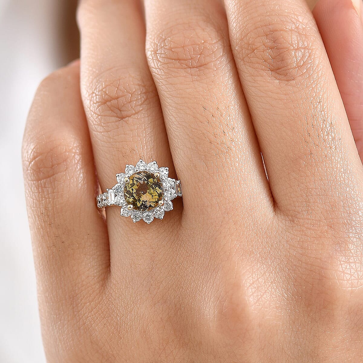 10K Yellow Gold AAA Natural Golden Tanzanite, Luxuriant Lab Grown Diamond (G-H, SI) (0.74 cts) Ring (Size 6.0) 3.00 ctw image number 2