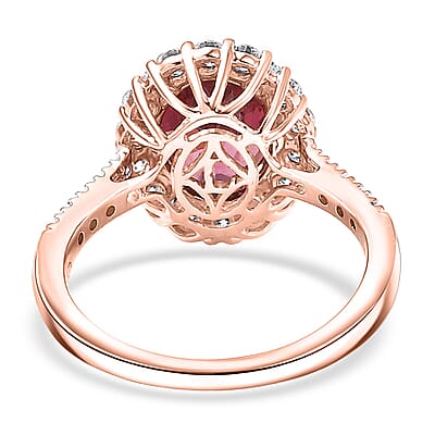 Certified and Appraised AAA Tanzanian Mahenge Garnet, Lab Grown Diamond Ring in 10K Rose Gold 3.65 ctw (Size 5.0)