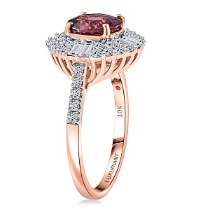Doorbuster Certified & Appraised AAA Tanzanian Raspberry Garnet and Luxuriant Diamond G-H SI 3.50 ctw Ring in 10K Rose Gold (Size 10.0)