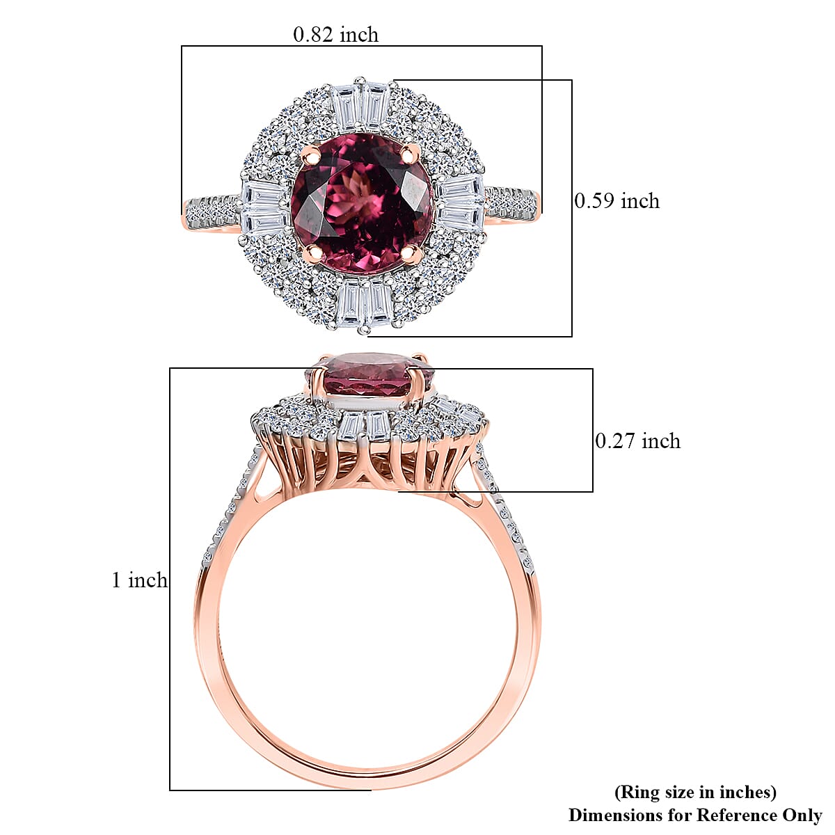 Certified & Appraised 10K Rose Gold AAA Tanzanian Raspberry Garnet, Luxuriant Diamond (G-H, SI) (0.88 cts) Ring (Size 10.0) 3.50 ctw image number 4