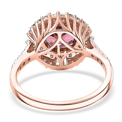 Certified & Appraised AAA Tanzanian Raspberry Garnet and Luxuriant Diamond G-H SI 3.50 ctw Ring in 10K Rose Gold (Size  12.0)