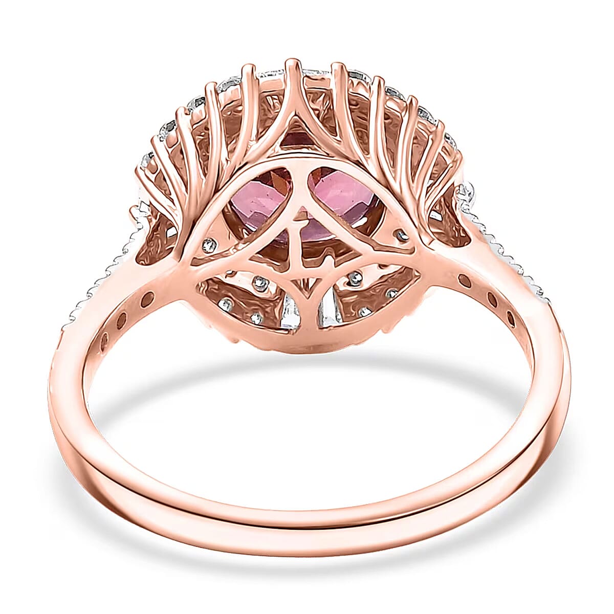  Certified & Appraised AAA Tanzanian Raspberry Garnet and Luxuriant Diamond G-H SI 3.50 ctw Ring in 10K Rose Gold (Size  6.0) image number 3