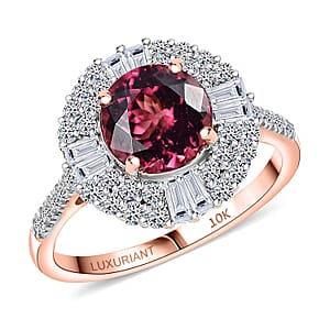  Certified & Appraised AAA Tanzanian Raspberry Garnet and Luxuriant Diamond G-H SI 3.50 ctw Ring in 10K Rose Gold (Size  9.0)