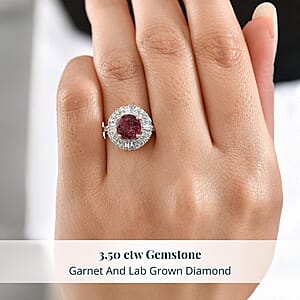  Certified & Appraised AAA Tanzanian Raspberry Garnet and Luxuriant Diamond G-H SI 3.50 ctw Ring in 10K Rose Gold (Size  9.0)