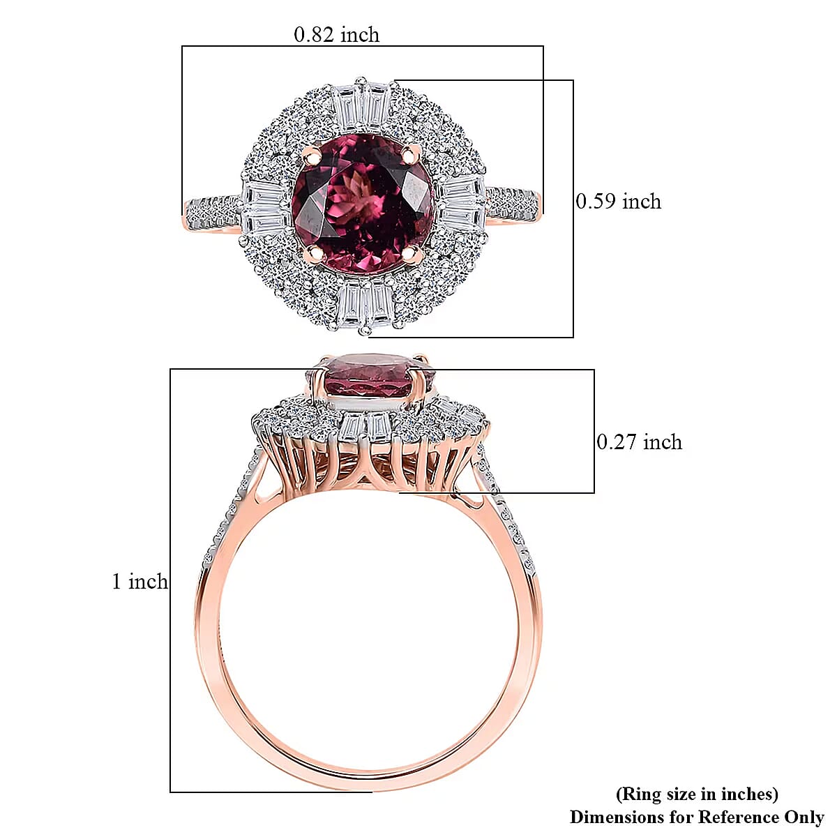  Certified & Appraised AAA Tanzanian Raspberry Garnet and Luxuriant Diamond G-H SI 3.50 ctw Ring in 10K Rose Gold (Size  9.0) image number 3