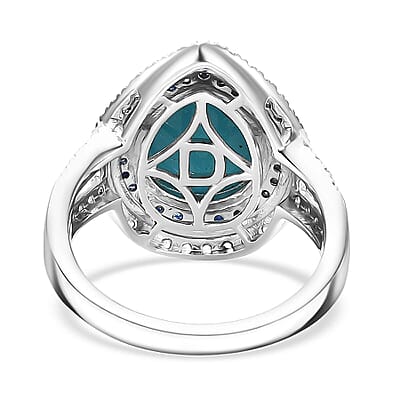 D'Joy Sleeping Beauty Turquoise, Multi Gemstone Ring in Rhodium Over Sterling Silver 5.00 ctw (Size 10.0)