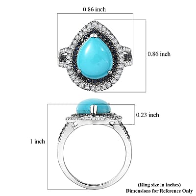 D'Joy Sleeping Beauty Turquoise, Multi Gemstone Ring in Rhodium Over Sterling Silver 5.00 ctw (Size 10.0)