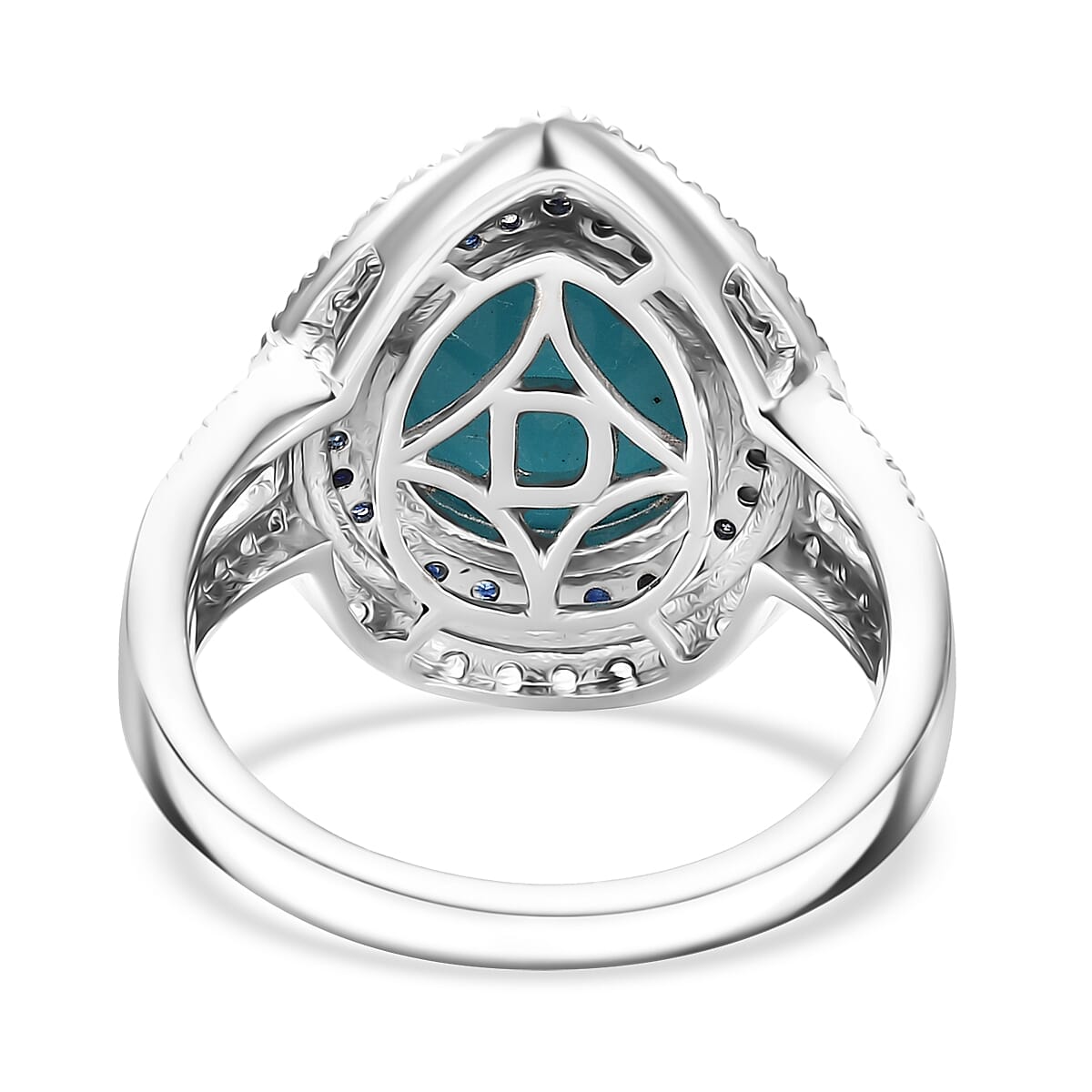 D'Joy Sleeping Beauty Turquoise and Multi Gemstone 5.00 ctw Crown Drop Ring in Rhodium Over Sterling Silver (Size 7.0) image number 4