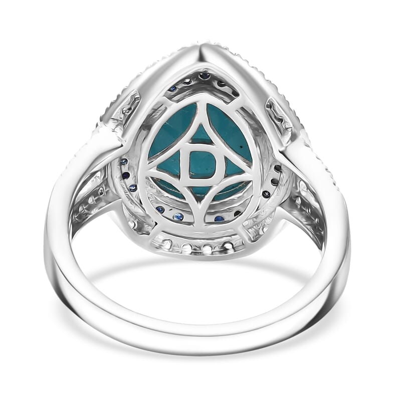D'Joy Sleeping Beauty Turquoise, Multi Gemstone Ring in Rhodium Over Sterling Silver 5.00 ctw (Size 9.0)