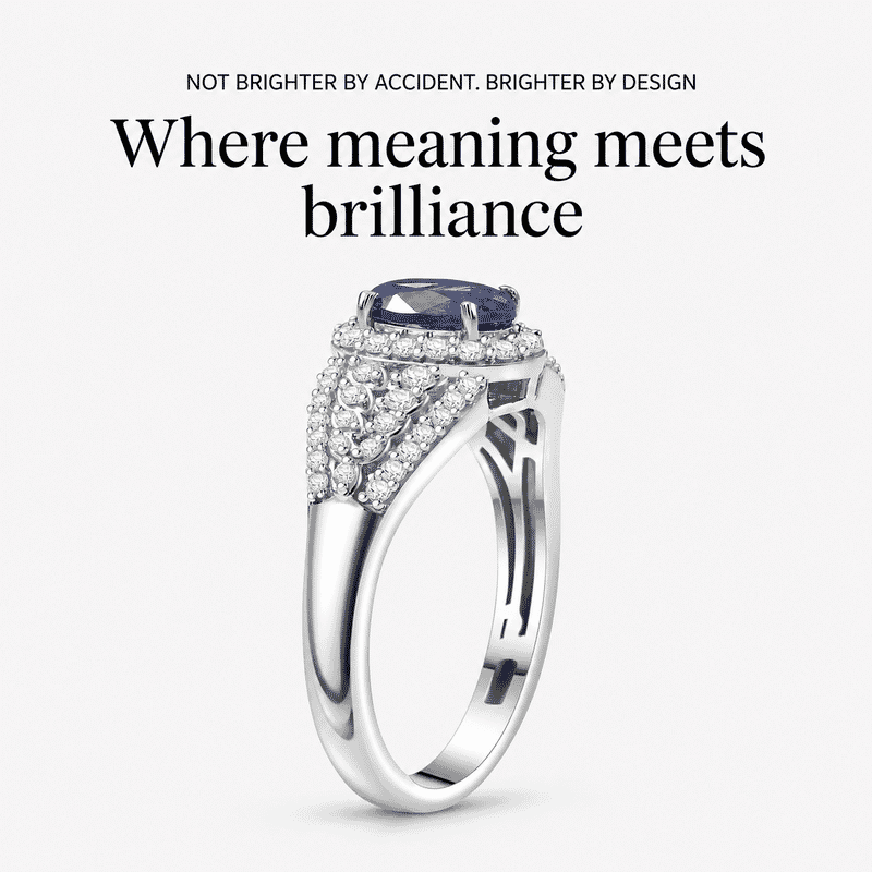D'Joy AAA Tanzanite and Moissanite 1.30 ctw Crown of Twilight Ring in Rhodium Over Sterling Silver (Size 10.0)