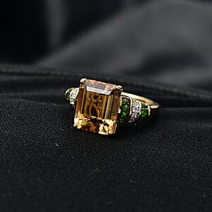 D'Joy Marialite, Multi Gemstone Art Deco Ring in 18K Vermeil YG Over Sterling Silver 6.10 ctw (Size 6.0)