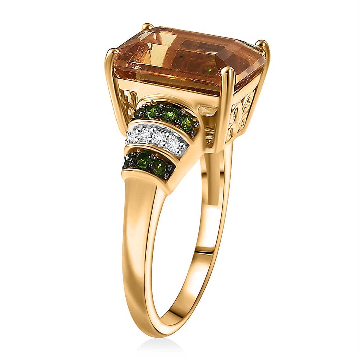 D'Joy Premium Marialite, Chrome Diopside and White Zircon Ring in 18K Vermeil YG Over Sterling Silver (Size 6.0) 6.10 ctw image number 3