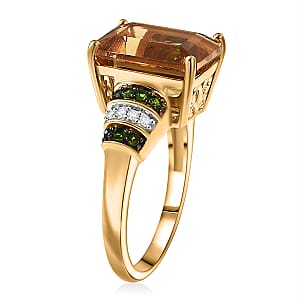 D'Joy Marialite, Multi Gemstone Art Deco Ring in 18K Vermeil YG Over Sterling Silver 6.10 ctw (Size 6.0)