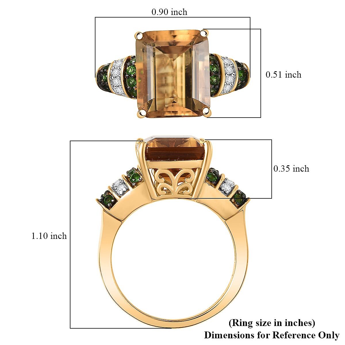 D'Joy Premium Marialite, Chrome Diopside and White Zircon Ring in 18K Vermeil YG Over Sterling Silver (Size 6.0) 6.10 ctw image number 5