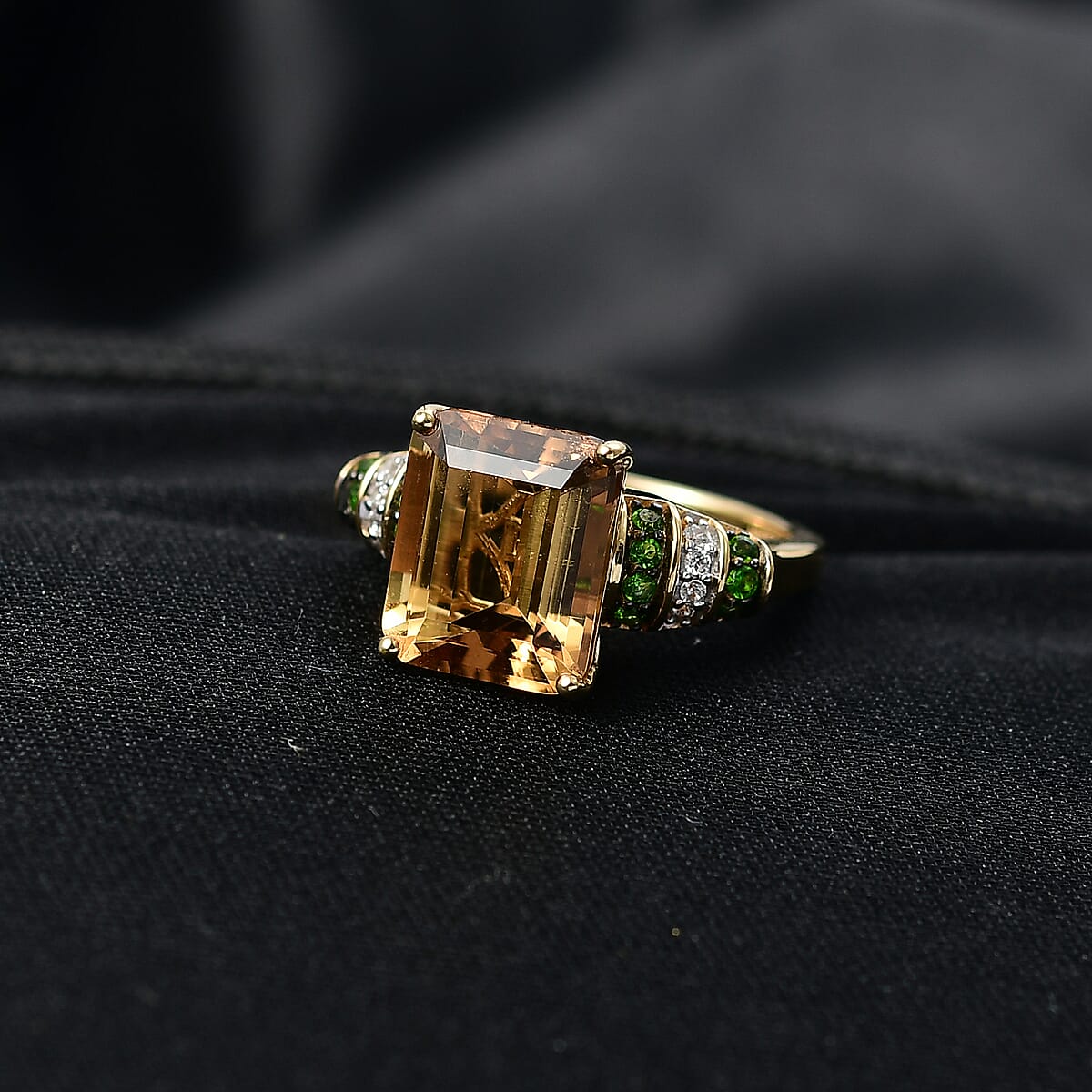 D'Joy Premium Marialite, Chrome Diopside and White Zircon Ring in 18K Vermeil YG Over Sterling Silver (Size 6.0) 6.10 ctw image number 1