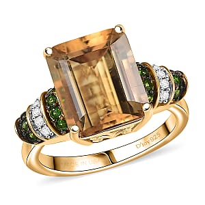 D'Joy Premium Marialite, Chrome Diopside and White Zircon Ring in 18K Vermeil YG Over Sterling Silver (Size 6.0) 6.10 ctw