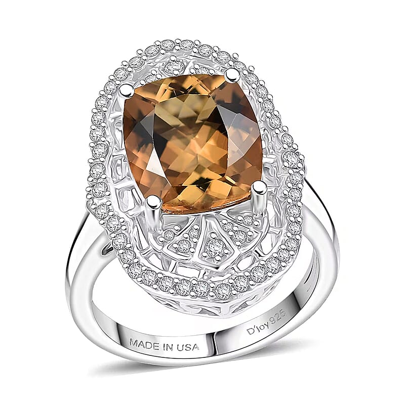 D'Joy Marialite, White Zircon Art Deco Ring in Rhodium Over Sterling Silver 5.65 ctw (Size 10.0)