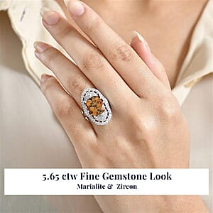 D'Joy Marialite, White Zircon Art Deco Ring in Rhodium Over Sterling Silver 5.65 ctw (Size 10.0)