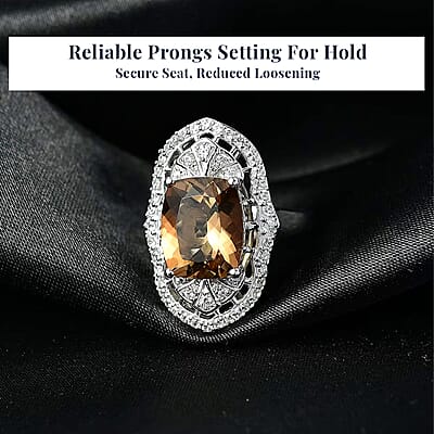 D'Joy Marialite, White Zircon Art Deco Ring in Rhodium Over Sterling Silver 5.65 ctw (Size 10.0)
