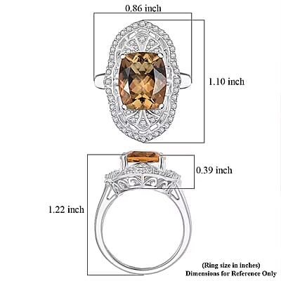 D'Joy Marialite, White Zircon Art Deco Ring in Rhodium Over Sterling Silver 5.65 ctw (Size 10.0)