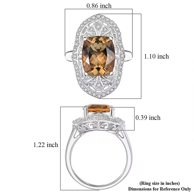 D'Joy Marialite, White Zircon Art Deco Ring in Rhodium Over Sterling Silver 5.65 ctw (Size 10.0)
