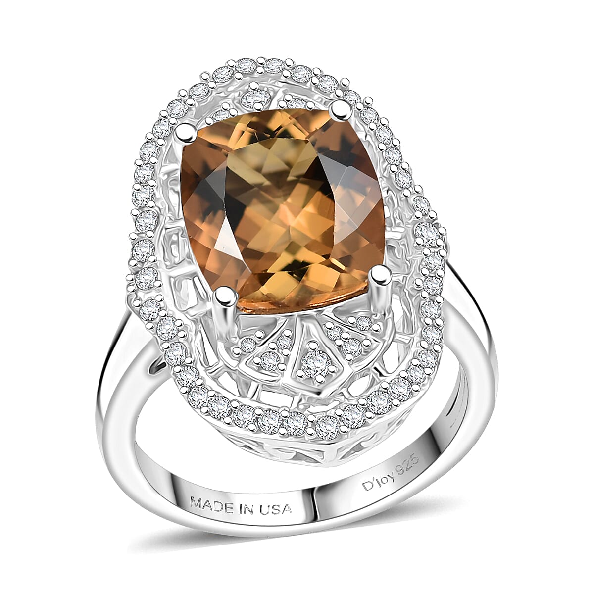 D'Joy Premium Marialite and White Zircon 5.65 ctw Ring in Rhodium Over Sterling Silver (Size 6.0) image number 0