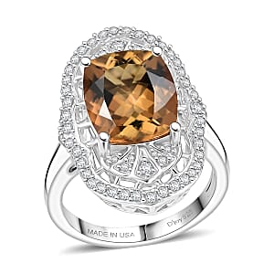 D'Joy Premium Marialite and White Zircon 5.65 ctw Ring in Rhodium Over Sterling Silver (Size 6.0)